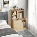 2x bedside table set wooden drawers lockable storage bedroom furniture-11