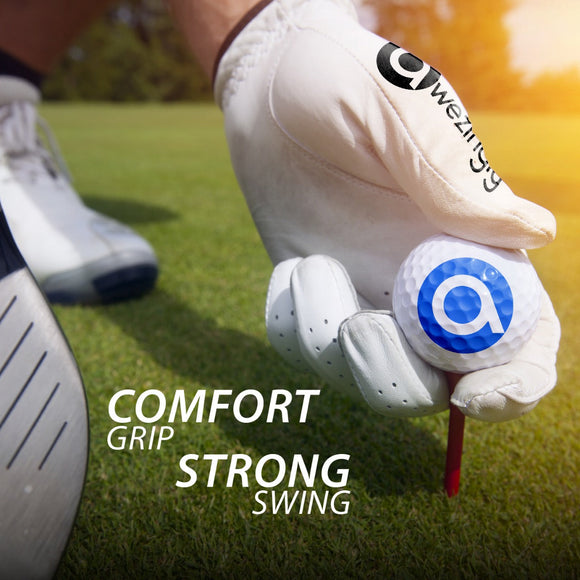 Awezingly Premium Quality Cabretta Leather Golf Glove for Men - White (M)