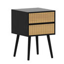 Oslo Bedside Table with 2 Drawer in Black & Natural-1