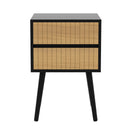 Oslo Bedside Table with 2 Drawer in Black & Natural-2