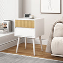 Oslo Bedside Table with 2 Drawer in White & Natural-3