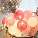 1 Set of 20 LED Pink 5cm Cotton Ball Battery Powered String Lights Christmas Gift Home Wedding Party Girl Bedroom Decoration Outdoor Indoor Table-5