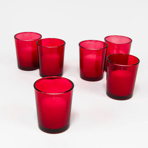 40 Pack Red Glass Votive Tealight Candle Holders House Party Centerpiece Xmas Wedding Decor Glass Candlestick Party Decorations Bridal Valentines Event