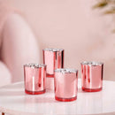 40 Pack Rose Gold Pink Votive Tealight Candle Holders Valentines Day Mercury  Wedding Decor Glass Candlestick Party Decorations Bridal Baby Shower Event-4