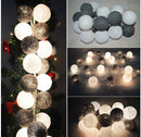1 Set of 20 LED Black White 5cm Cotton Ball Battery Powered String Lights Xmas Gift Home Wedding Party Bedroom Decoration Outdoor Indoor Table Centrepiece-2