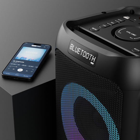 Majority P300 - Party Speaker 300W Bluetooth Karaoke-DJ-Party-PA System - Black