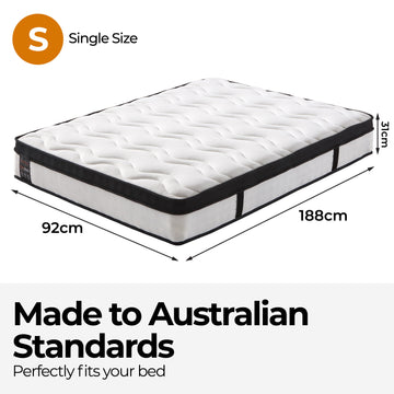 ChiroSleep Orthopaedic Euro Top Pocket Spring Single Mattress - 0