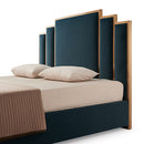 Austin Bed Frame Polyester Turquoise Fabric Padded Upholstery High Quality Slats Polished Stainless Steel Feet-4