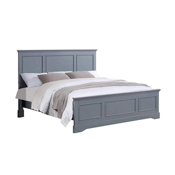 King Bed Frame in Solid Wood with Slats Support in Grey colour - 0