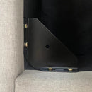 Veronica Bed Frame Queen Size Winged Grey Linen Fabric Seam Grid Pattern with gas lift plywood metal structure-5