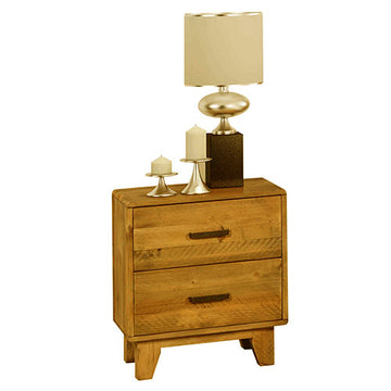 Bedside Table 2 drawers Night Stand Solid Wood Storage Light Brown Colour - 0
