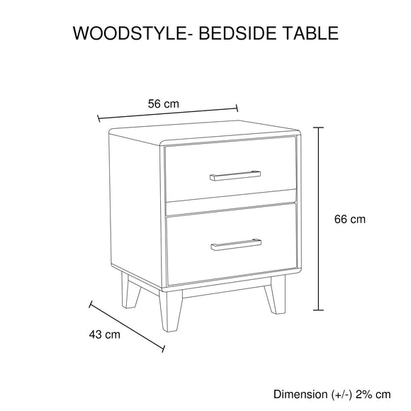 Bedside Table 2 drawers Night Stand Solid Wood Storage Light Brown Colour