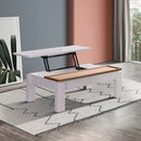 Coffee Table High Gloss Finish Lift Up Top MDF White Ash Colour Interior Storage-1