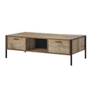 Coffee Table 2 Drawers Particle Board Storage in Oak Colour-3
