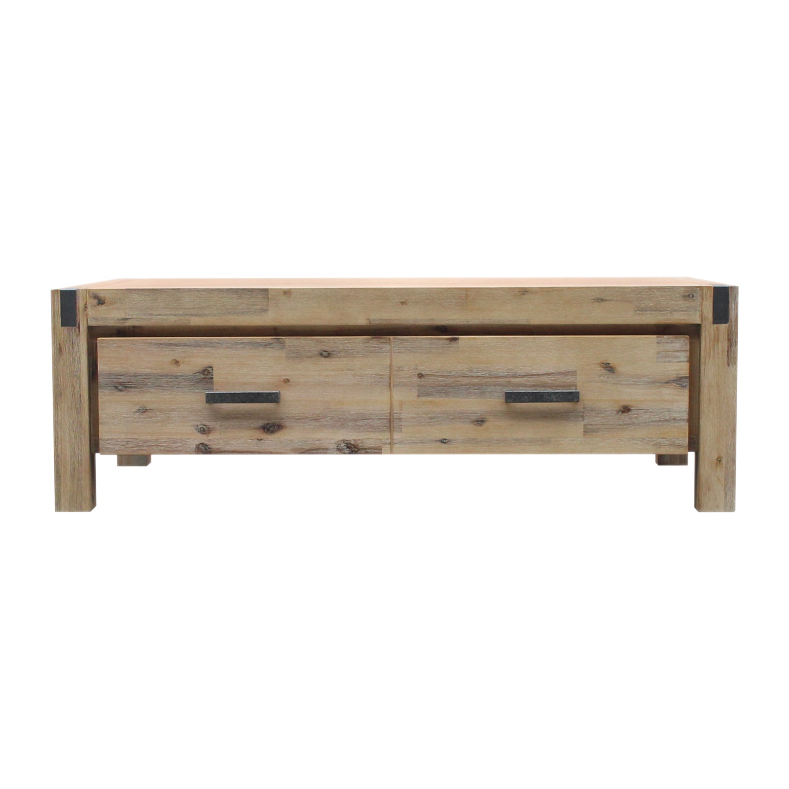 Coffee Table Solid Acacia Wood & Veneer 1 Drawers Storage Oak Colour - 0
