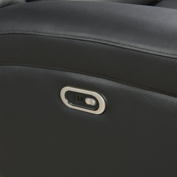 3 Seater Electric Leather/PVC Black Recliner