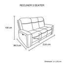 3 Seater Electric Leather/PVC Black Recliner-7