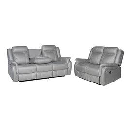 3-2 Seater Finest Grey Fabric Recliner Sofa Sturdy Construction Metal Mechanism - 0