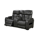 3-2 Seater Electric Air Leather Dark Grey Recliner Set-4