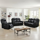 3-2 Seater Electric Leather/PVC Black Recliner Set-1