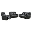 3-2 Seater Electric Leather/PVC Black Recliner Set-2