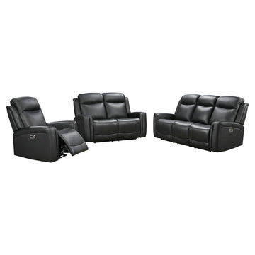 3-2 Seater Electric Leather/PVC Black Recliner Set - 0