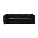 3+2 Seater Sofa Classic Button Tufted Lounge in Black Velvet Fabric with Metal Legs-2