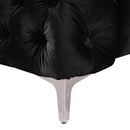 3+2 Seater Sofa Classic Button Tufted Lounge in Black Velvet Fabric with Metal Legs-5