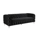3+2+1 Seater Sofa Classic Button Tufted Lounge in Black Velvet Fabric with Metal Legs-2