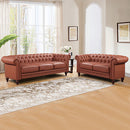 2 Seater 3 Seater Brown Sofa Lounge Set Button Tufted in Faux Leather-7