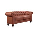 1 Seater 2 Seater 3 Seater Brown Sofa Lounge Set Button Tufted in Faux Leather-3