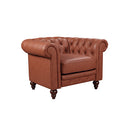 1 Seater 2 Seater 3 Seater Brown Sofa Lounge Set Button Tufted in Faux Leather-4