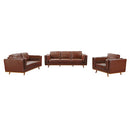3+2Seater Sofa Brown Leather Lounge Set for Living Room Couch with Wooden Frame-1