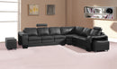 Lounge Set Luxurious 6 Seater Faux Leather Corner Sofa Living Room Couch in Black with 2x Ottomans-1