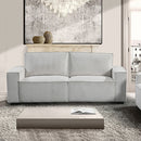 Reno 3 Seater Sofa Beige Colour Fabric Upholstery Wooden Structure Knock Down Feature In Back & Arms-1