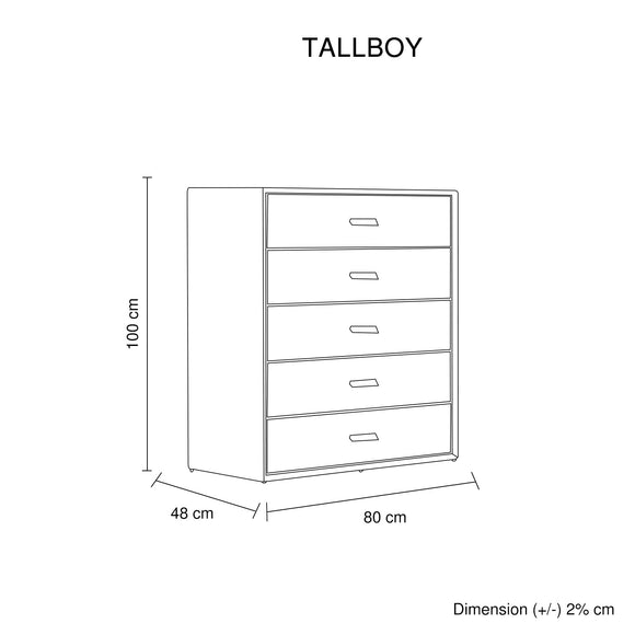 Estella Tallboy MDF Construction Fabric Upholstery Iron Feet