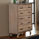 Tallboy with 5 Storage Drawers Solid Acacia Wooden Frame in Silver Brush Colour-1