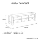 TV Cabinet with 3 Storage Drawers with Shelf Solid Acacia Wooden Frame Entertainment Unit in Oak Colour-5