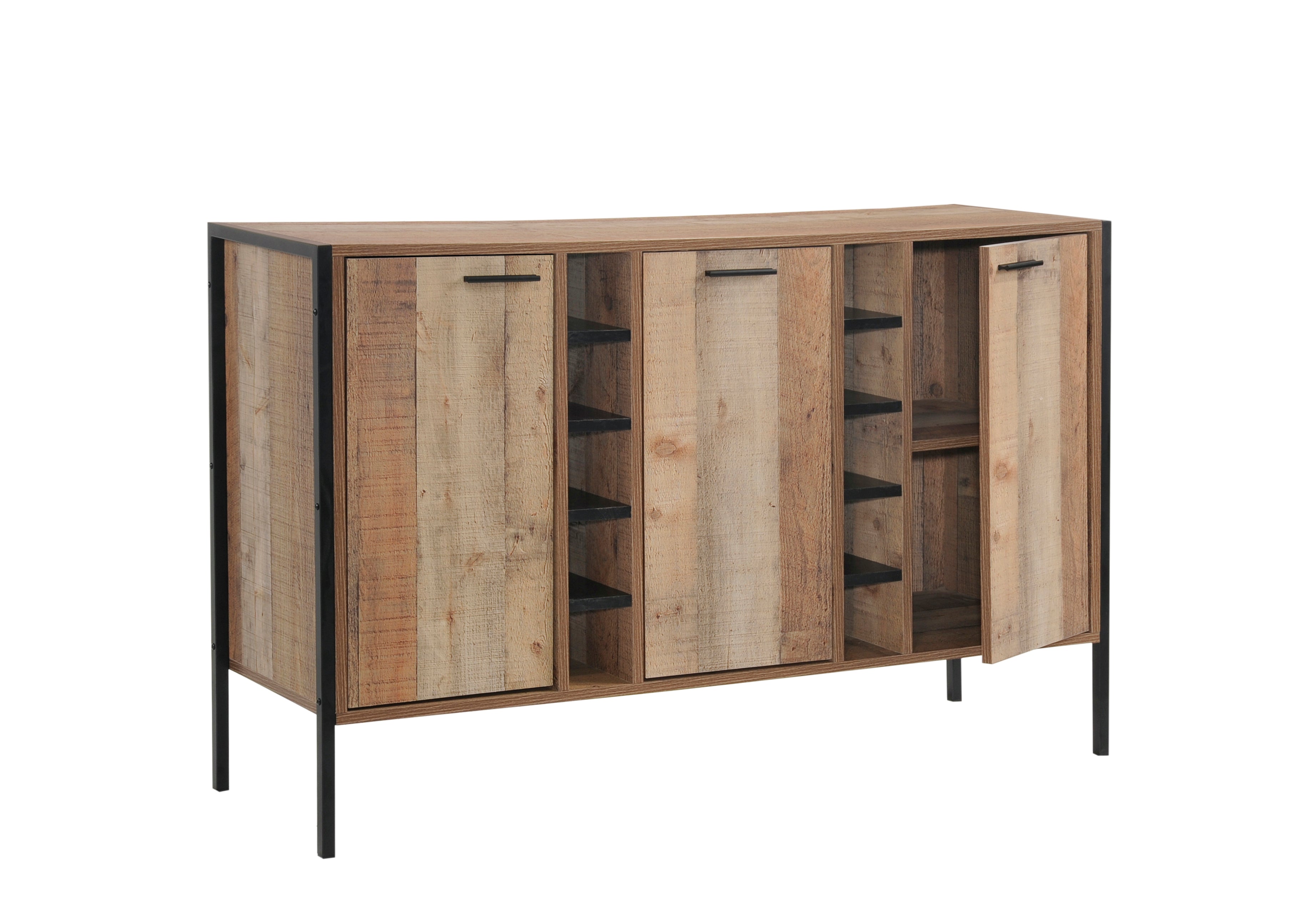 Wine Cabinet with 2 Strorage and open Selves Bar Cabinet Cupboard in Oak Colour - 0