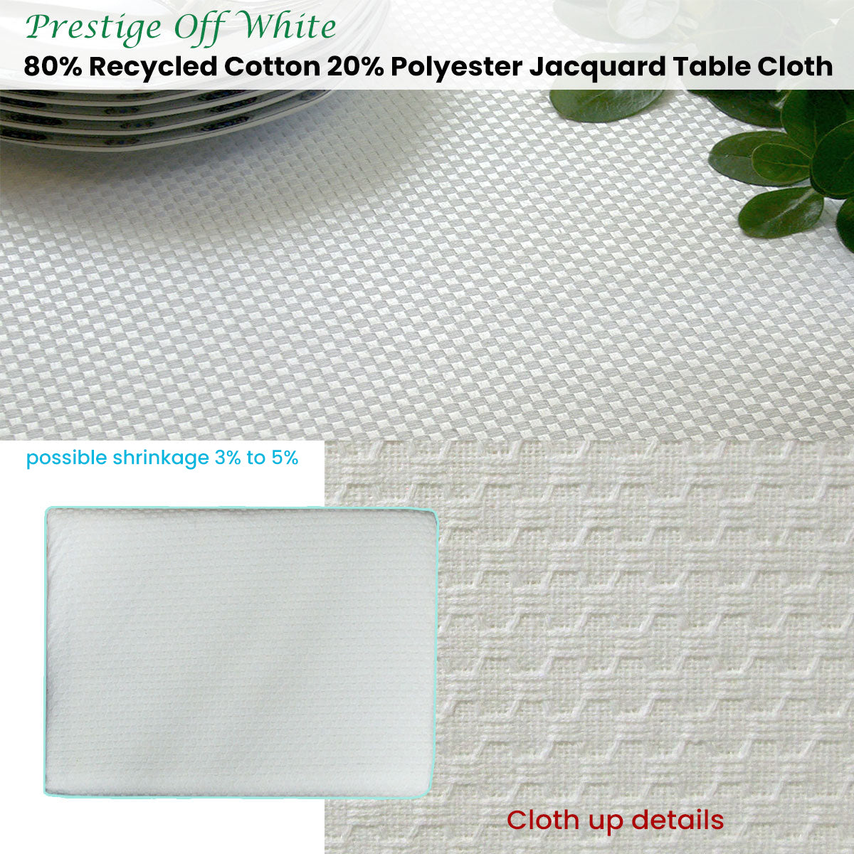 Invitation Prestige Cotton Rich Jacquard Off White Table Cloth 160 x 360 cm - 0
