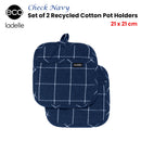 Ladelle Eco Check Navy Set of 2 Pot Holders 21 x 21 cm-2