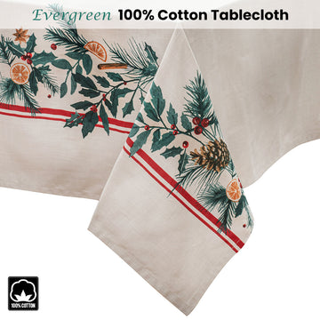 Ladelle 100% Cotton Evergreen Festive Christmas Holiday Tablecloth 150 x 300 cm - 0