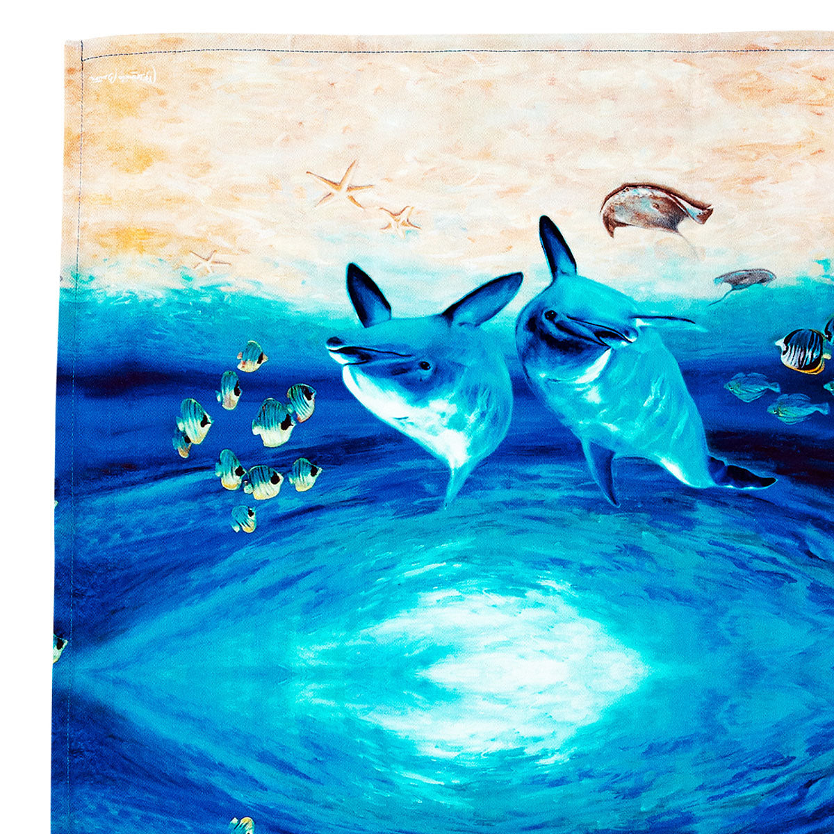 Ashdene Set of 2 Playful Dolphins Cotton Kitchen Tea Towels 50 x 70 cm Underwater Buddies - 0