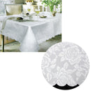 Jacquard Damask Design with Scalloped Edging Table Cloth White 150 x 220 cm-1