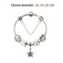 Women Silver Plated Bracelet Snake Chain with Classic Bead Barrel Clasp and Blue Star Pendant(20cm)-4