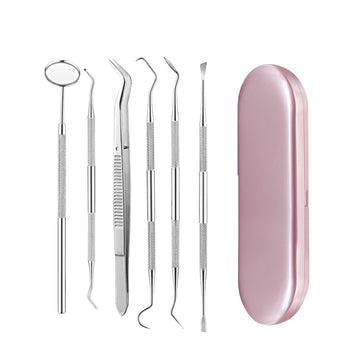 Stainless Steel Dental Tools Set Oral Care Kit with Metal Storage Case - 0