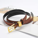 Genuine leather with Crocodile pattern pin buckle thin belt jeans belt for women (Light Brown)-3