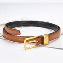 Genuine leather with Crocodile pattern pin buckle thin belt jeans belt for women (Light Brown)-6