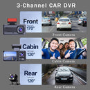 Front and Rear Triple Lens Dash Cam 1080P HD Three-Lens Driving Recorder Reversing Visual Recording-5