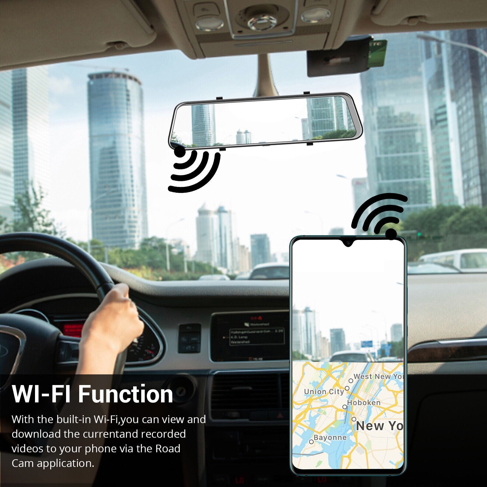 Wifi 10" 2K Dash Cam RearView Camera Reversing Recorder Comes with Free 32GB Card - 0